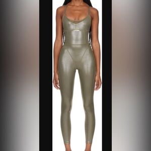 Ivy Park x Adidas metallic green catsuit